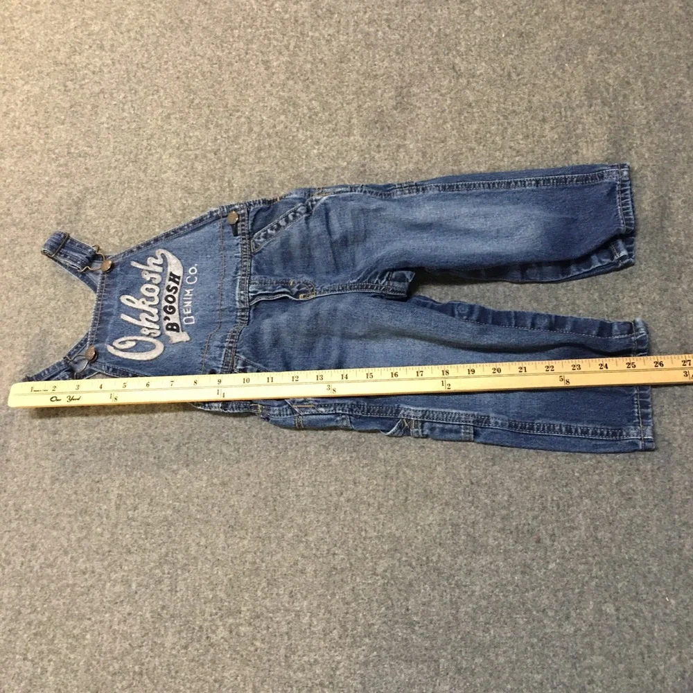 OshKosh B'gosh Denim Overalls Baby Toddler 18M Blue Vestbak Applique Logo Unisex